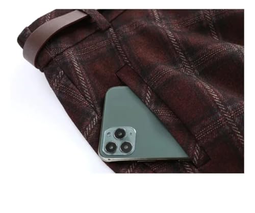 Women's High Waist Plaid Woolen Mini Skirt A- Line Slimming Long Polyester Fiber Skirts3