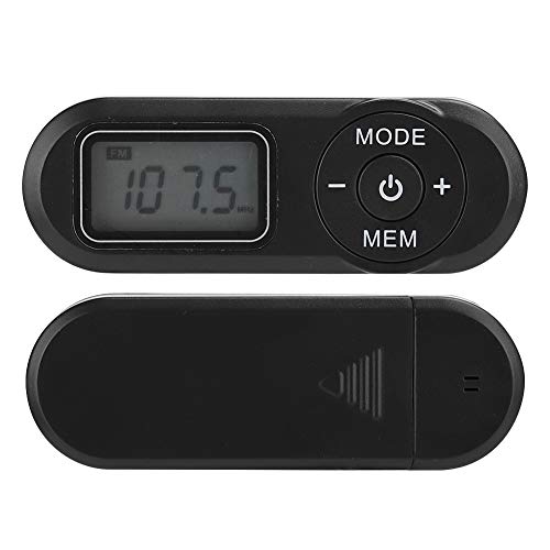 DSP Mini FM Radio, Mini Portátil Digital FM Radio Auricular Cordón Reproductor de Música con Pantalla LCD de 1.1 Pulgadas, con Auricular (Negro)