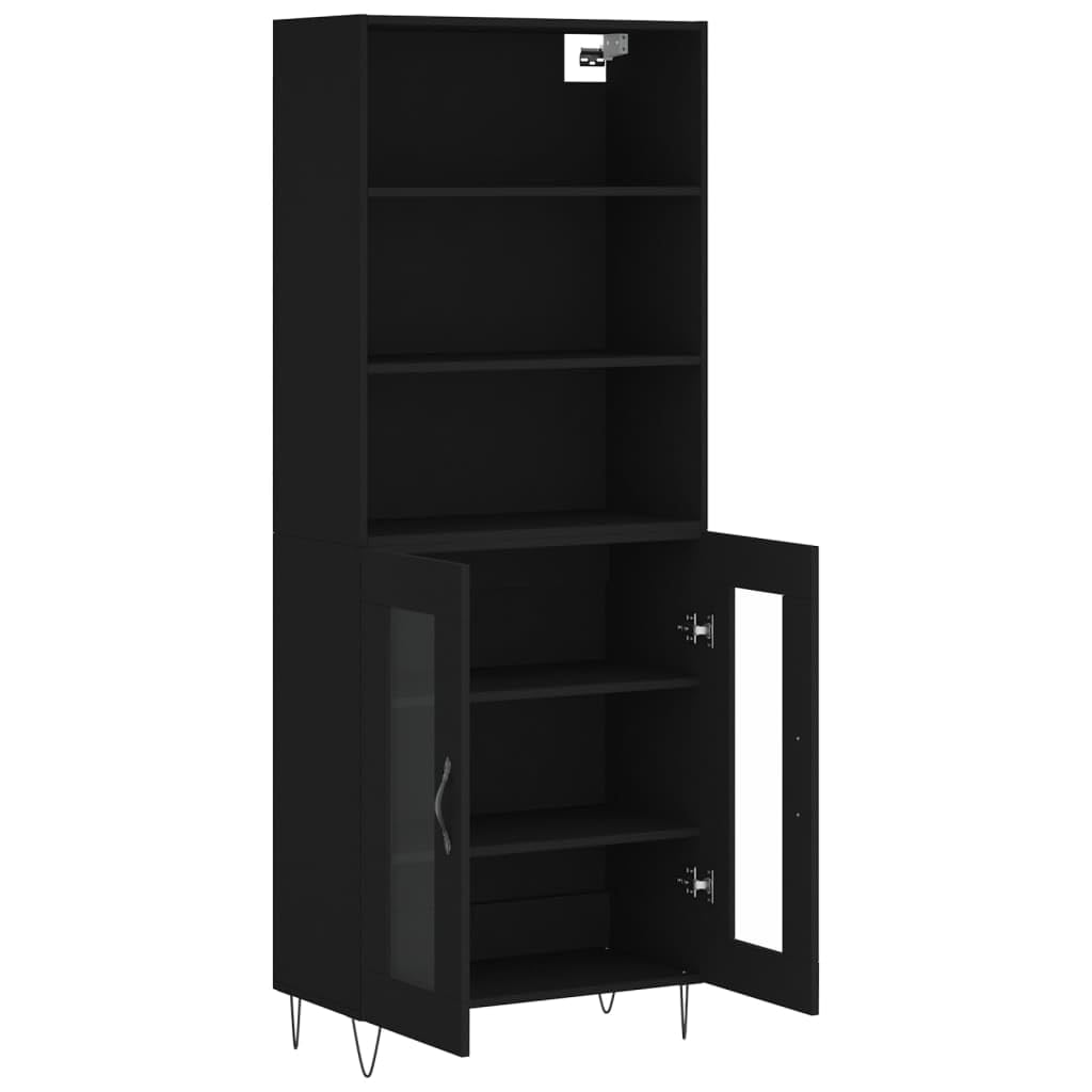 Möbel Wohnaccessoire Highboard Schwarz 69,5x34x180cm Engineered Wood-Furniture
