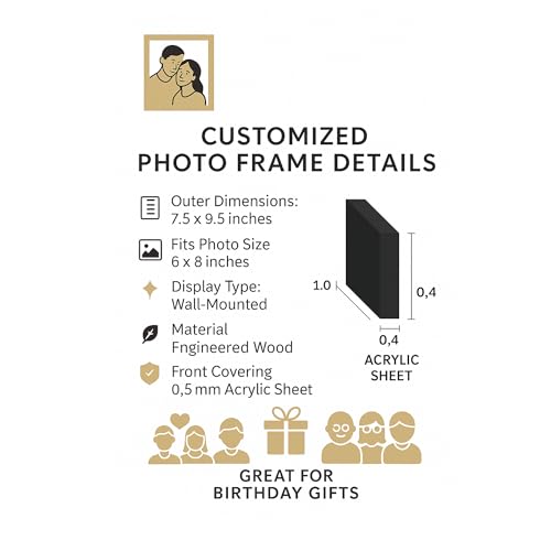 Image of Customized Photo Frame with Single image Upload | Personalized Gift for Birthday, Anniversary, Wedding, Couples, Friend | Black Wooden Frame (6x8 Inch, A4 Size)
