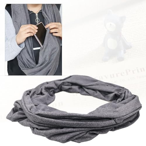 Infinity Scarf with Hidden Pockets Converts to Blanket and Wrap Travel Blanket Tube Scarf Wearable Blankets for Women Perfect for Travel, Grey4