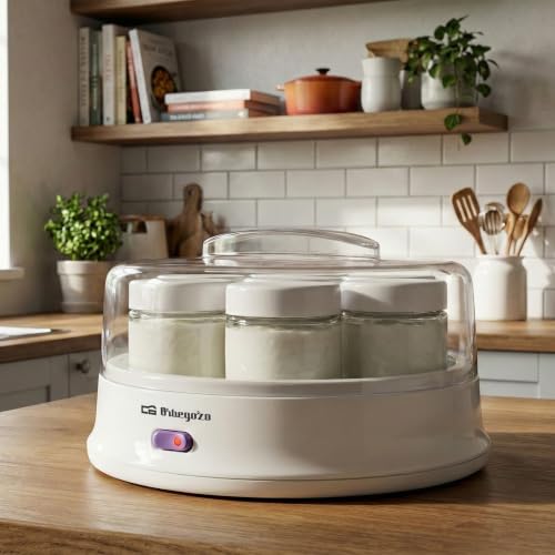 Miniatura 4 de Orbegozo Yu 2350 - Yogurtera Con 7 Tarros De 200 Ml De Capacidad, 15 W, Tapa Transparente, Interruptor Encendido Apagado,Apto Lavavajillas, Blanco