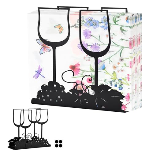 Paper Napkin Holder for Table Red Wine Glass Style Napkin Holders for Paper Napkins Black Metal Napkins Dispenser for Farmhouse Restaurant Kitchen Decor- Wide Opening&Easy Take