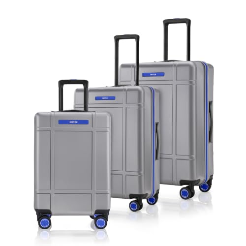 Image of SNITCH Blink 3Pc Set Silver Polycarbonate Hard Travel Suitcase - Suitcase for Travel Set of 3 & Luggage with 8 Wheels, Premium Lock, Wet & Dry Pouch & Free Shoe Bag