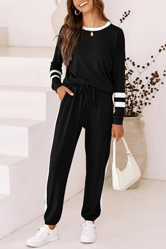 Image of PRETTYGARDEN Travel Outfit Women 2 Piece Lounge Sets | Long Sleeve Shirts, Jogger Pants Pockets, Matching Track Suits, Fall Spring Comfy Clothes for Casual Outing, Cruise, Airport