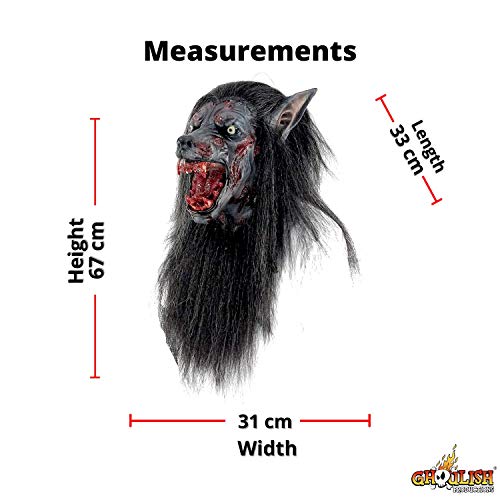 Ghoulish Productions Men's Wolf Werewolf Mask Halloween Costume with Fur and Teeth