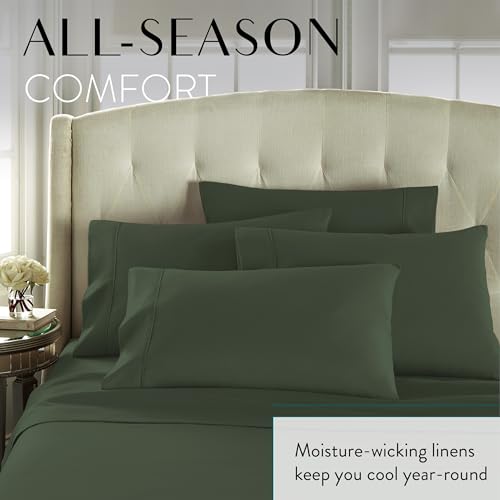 Danjor Linens Twin Bunk Bed Sheets w/ 2 Pillowcases, Lightweight Brushed Microfiber Deep Pockets, 4 Piece Fitted Bedding Sets, Dark Sage