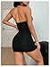 Floerns Women's Deep V Neck Halter Mini Dress Ruched Sleeveless Bodycon Club Going Out Dresses Black Petite-M