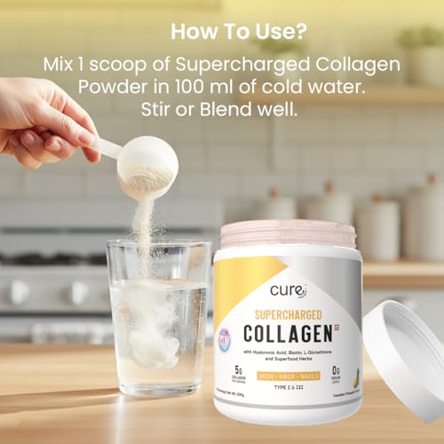 Image of Supercharged Collagen Powder 200g | Type I and III Collagen Peptides with Biotin L-Glutathione Sea Buckthorn | Skin Hair Nails Support | Pineapple | Men and Women | 25 Servings