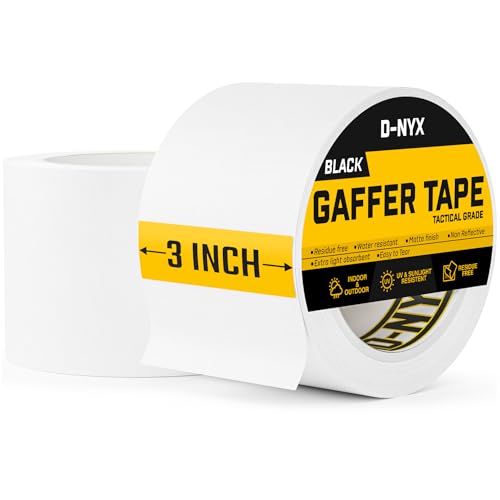 Image of D-NYX Gaffer Tape 3 Inch x 2 Pack White Gaff Tape, Heavy Duty No Residue Gaffers Tape, Matte Finish, Non-Reflective, Multipurpose Real Professional Grade White Gaffer Tape Waterproof