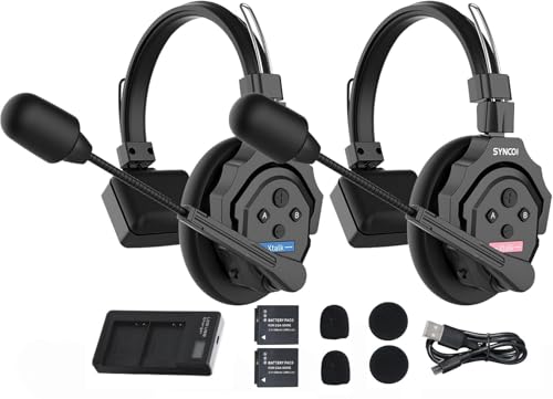 Keenous SYNCO XTALK X2 Wireless Intercom Headset System 2.4GHz 1148ft/350m Long Distance Range Real-time Monitoring Communication Headset for Live Show Stage Performance Movie Shoot (X2 for 2 persons)