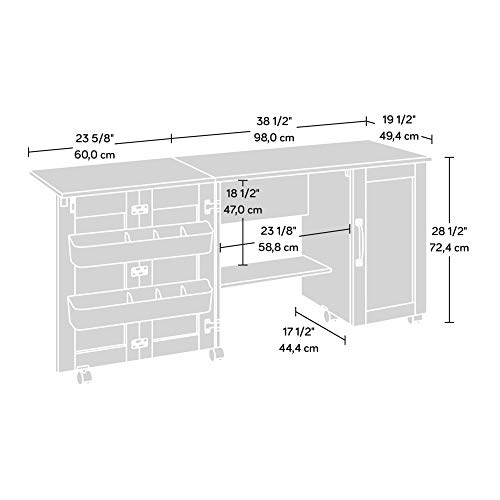 image for Sauder Miscellaneous Storage Sewing Cart, Drop-Leaf Craft Table, Sewin
