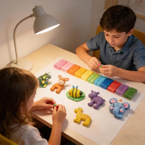 Arcilla de modelar infantil de 24 colores, masa de modelado autoendurecida de cerámica 3