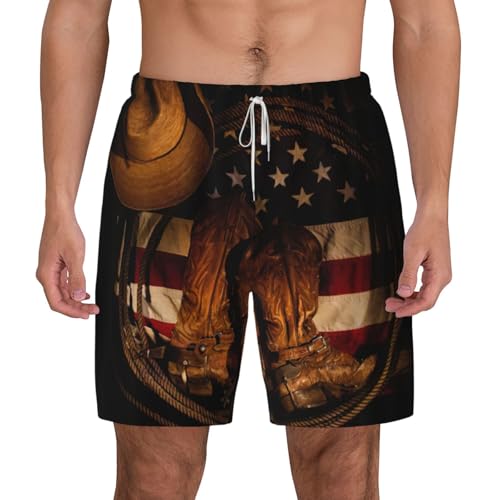 Short de bain surf respirant à motif drapeau américain pour homme actif en été