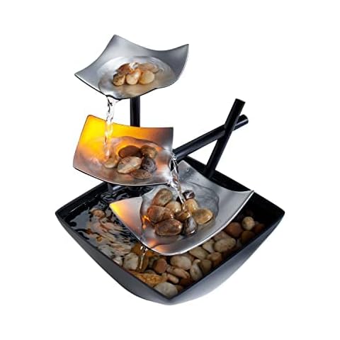 HoMedics Silver Springs Indoor Relaxation Springbrunnen beleuchteter Wasserfall Automatische Pumpe Cover