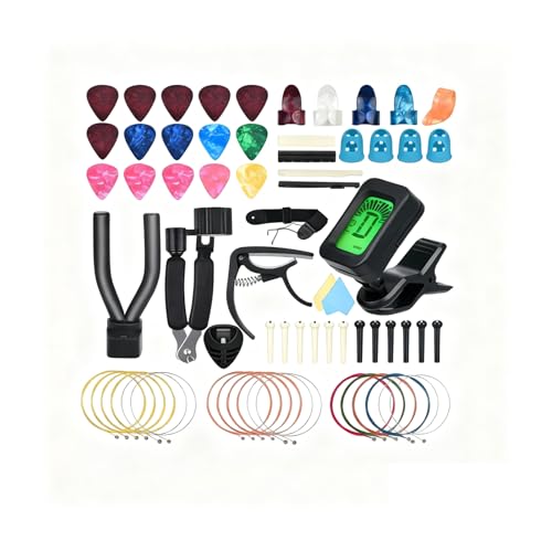 Cordes de guitare acoustique et kit d'accessoires avec capodastre et chevilles