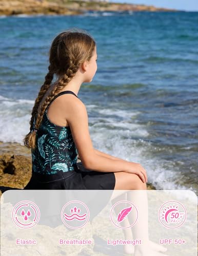 Image of ALISISTER Girls Tankini Swimsuit Two Piece Bathing Suits Summer Beach Swimwear with Shorts for 7-12 Years