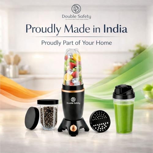 Image of 500W Nutri Blender | 3 Bullet Poly Jars For Smoothie, Juicing, Mixing Blending Juicer Mixer Grinder| Stainless Steel Blade | Fresh Smoothies, Shakes| 2 Year Warranty (Black)