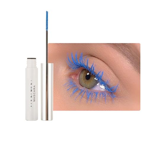 Ultra Fine Waterproof Mascara Wimperntusche Lange Wimpern,Wasserfest Feiner Pinsel Blau Wimpern,Long-lasting Blue Mascara Cream Wimperntusche mit Silk Fiber,Nicht klumpender (04 Blau, Fine)