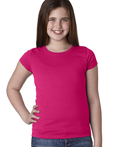 Next Level Big Girls Princess Rib Knit Softness T-Shirt, Raspberry, Large
