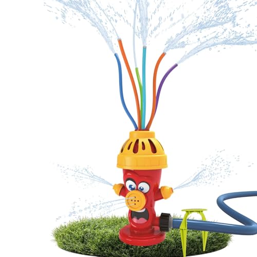 alldoro 60215 Wassersprinkler Hydrant mit spritzenden Schläuchen Outdoor Wasser-Spielzeug für Kinder Wasserfontäne für Sommer & Garten Rot