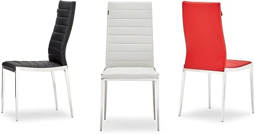 Miniatura 8 de Zuri Furniture Modern Tryton - Silla de comedor - Cuero sintético negro con base de acero inoxidable pulido