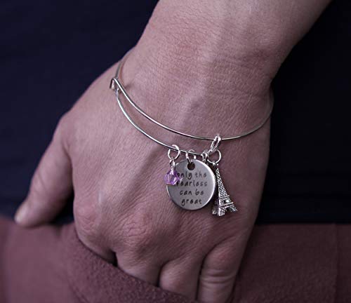 Art Attack Silvertone Only Fearless Can Be Great Paris Eiffel Tower Beaded Charm Expandable Bracelet #TOP2