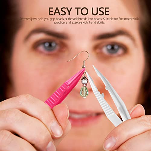 HOMSFOU Plastic Tweezers for Kids 4.33 Inch 20-Pack Children S DIY Craft Tools for Fine Motor Skills and Beads Jewelry Making - Image 3