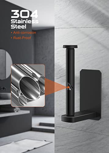 Anfly Rv Camper Self Adhesive Toilet Paper Holder With 2 Hanging Hooks For Campers, Bathroom, Kitchen And Bedroom,No Drill/Stick On Toilet Paper Holder Wall Mount, Black #TOP3