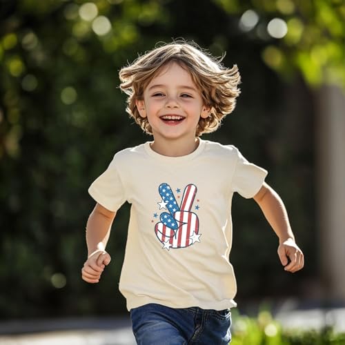 Image of Kid 4th of July T-Shirts Boys Girls American Flag Shirt Patriotic Top Short Sleeve Tees 2-12 Years