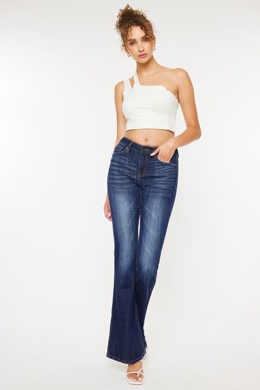 Kan Can Women's Mid Rise Flare Jeans - KC6102LOH2