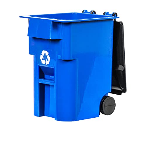 Blue Dumpster & 3 Blue Recycling Trash Cans with Lid & Wheels for Wrestling Action Figures - Thumbnail 3