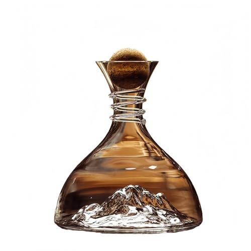 Stewlt 氷山 デカンター 無鉛 クリスタル ガラス 急速 酸化 ワイン 冷酒器 おしゃれ 高級 プレゼント 卓上 バー テーブルウェア 器具 (アイスバーグ デキャンタ 1800ml (木製ボール蓋付き))
