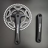 DONSP1986 Double Speed Aluminum Alloy Square Taper Crankset 170mm 50/34T, 52/42T, 53/39T Chainring Crankarms, Crank Set Chainset for Mountain Road Bike Fixed Gear Bicycle (Black, 50/34 Teeth)