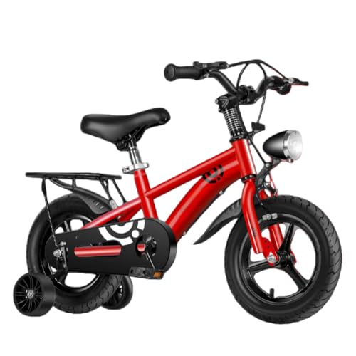 Lapakey子供用自転車 3?12歳 子ども自転車 12/14/16/18インチ 補助輪付き LEDライペダルとハンドブレーキ付き 高さ調節可能 高炭素鋼素材 安全で耐久性があり 男の子 女の子 キッズバイク 誕生日プレゼント (16インチ,レッド:ワン