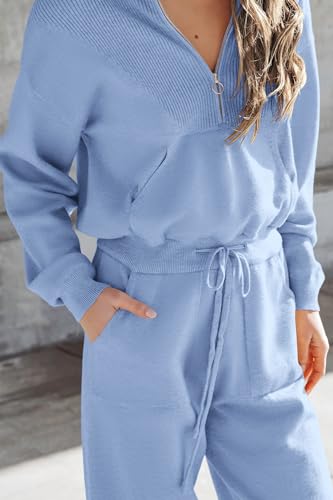 Image of PRETTYGARDEN Women's 2 Piece Sweater Set Pullover Zipper Sweatshirt Jogging Pants Tracksuit Casual Outfit