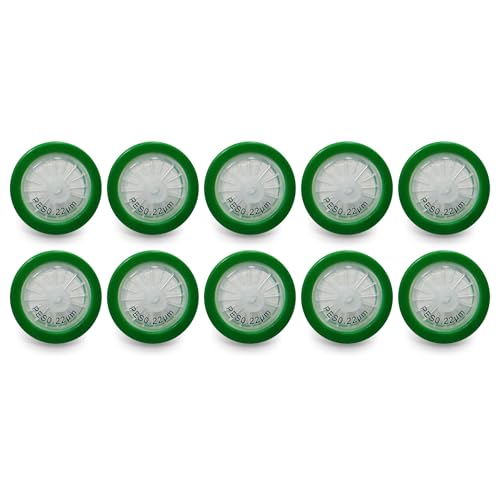 Image of PES Membrane Syringe Filter 25mm Diameter 0.22um Pore Size Syringe Lab Filter for Laboratory School Science, Pack of 10 (Model AMPE02225)