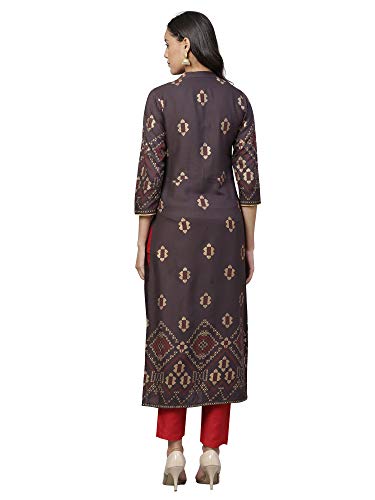 Image of INDO ERA Women's Viscose Rayon Floral Straight Kurta(IE26KT5GY1691)