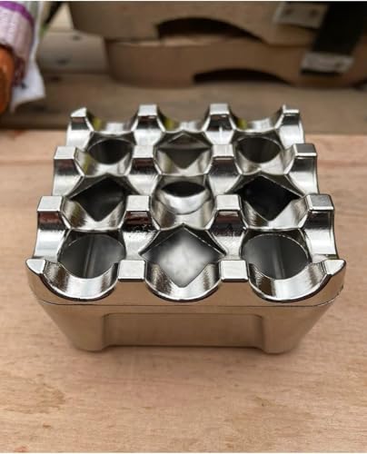 Metal Small Ashtrays,9 Grids Windproof Ashtray Tabletop Decor Ash Tray,Portable Decorative Silver Suitable for Outdoor Use Balcony for Cigarette
