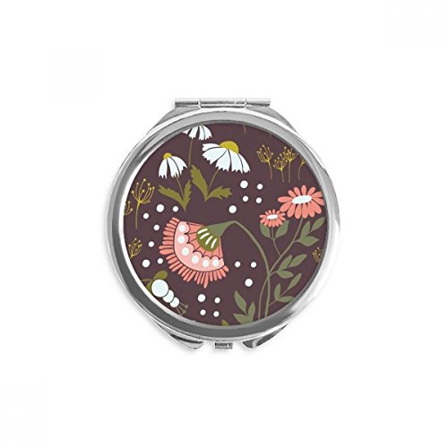 Miroir portable fleurs marron petit cadeau original pour femme