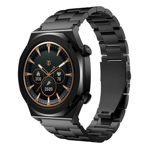 Image of Titan Maestro 1.47 inch Zero Lag AMOLED Smart Watch for Man with SS316L Stainless Steel, BT Calling, 60Hz Refresh Rate, Health Tracking,10 Days Battery,Water & Dust Resistant, Extra Silicon Strap (Black)