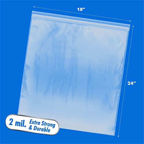Extra Large Reclosable Roaster Food Storage Bag, 5 Gallon Big Size Strong Clear Heavy Plastic Bags, Easy Open & Close, 2 Mil Thick 18" X 24", 10 Pack #TOP2