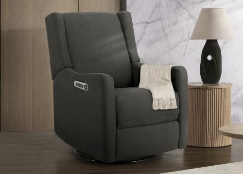 Delta Children Mercer Electronic Power Recliner and Swivel Glider with USB Port in LiveSmart Performance Fabric - Water Repellent & Stain Resistant, Dark Grey - image 3