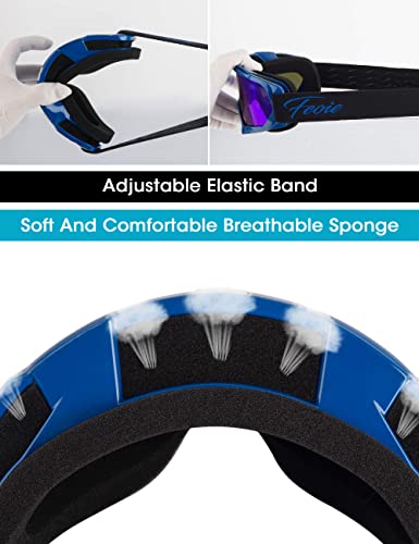 Feoie Dirt Bike Goggles Motocross Goggles Adult Atv Motorcycle Glasses For Men Windproof Mx Dirtbike Racing Safety Riding Goggles (Blue/Blue) #TOP4