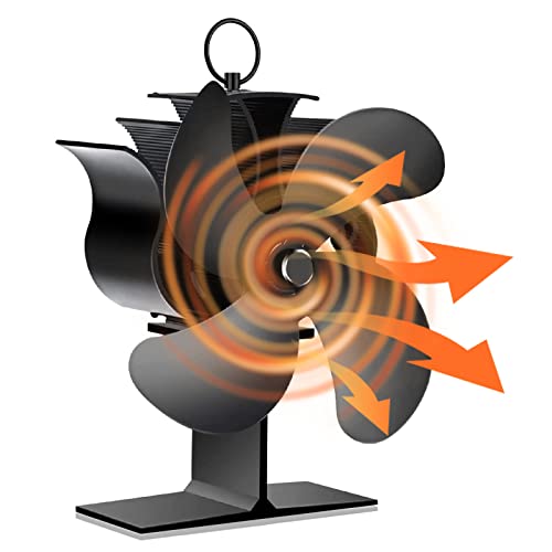 ROBLINK Wood Stove Fan Heat Powered,4 Blades Fireplace Fan for Wood/Log