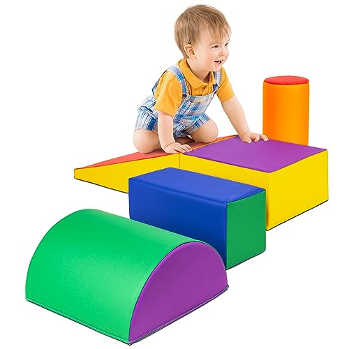 Best Choice Products 5-Piece Kids Climb & Crawl Soft Foam Block Activity Play Structures for Child Development, Color Coordination, Motor Skills - Multicolor