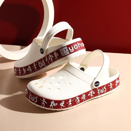 Image of YOHO Hacker Clogs for Women | Waterproof Monsoon Footwear & Rainy Shoes | Tribal Print with Backstrap | 003