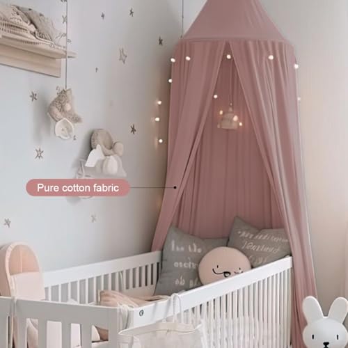 Dosel de cama infantil de algodon color rojo ladrillo para habitacion de bebe 3