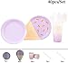 Produktbild 61Stück Teile Party Deko Set EIS Party Geschirr für Mädchen Geburtstag Baby Shower Einweg Löffel Gabel Tischdecke Teller Tassen Servietten Utensilien für 8 Gäste - Lila Farbverlauf