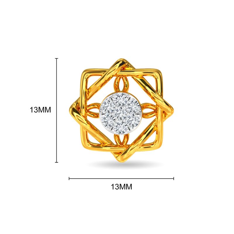 Image of KISNA JEWELS 14KT|18KT BIS Hallmark Pure Gold and Diamond Stud Earrings For Women with Screw Back clouser